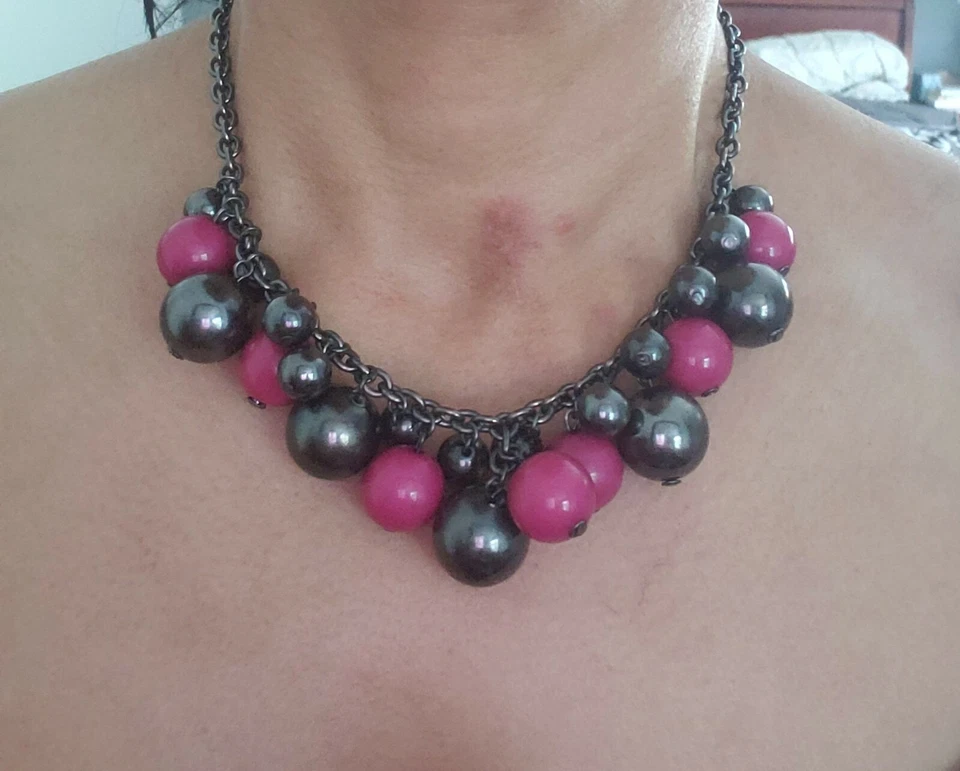 Express бренд смелый розовый и черный ожерелье ошейник.Modern.Confident заявления! 19"" - Изображение 3 из 4