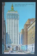 Park Avenue NY Central Building New York City NY Unposted Linen Postcard