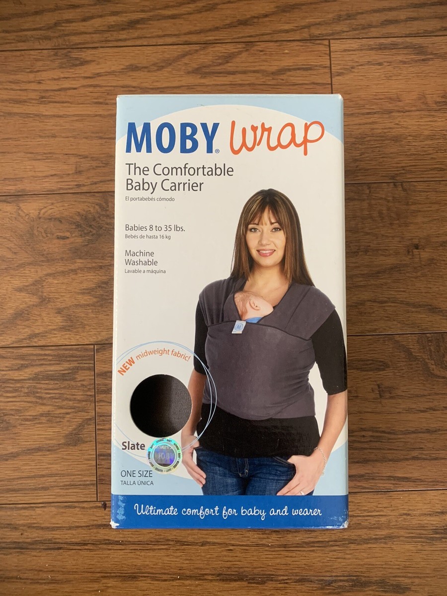 Moby Wrap Baby Carrier Slate Soft Midweight Cotton Fabric Babies to 35  Pounds