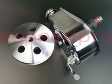 Sbc Bbc Chevy Chrome Saginaw Style Power Steering Pump W Single Groove Pulley