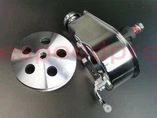 SBC BBC Chevy Chrome Saginaw Style Power Steering Pump w/ Single Groove Pulley