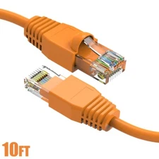 10FT Cat6A RJ45 Ethernet LAN Network UTP Patch Cable Copper Gold 24AWG Orange