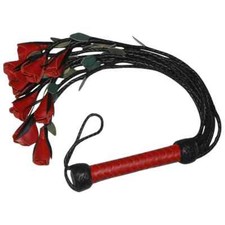 Real Cowhide Leather Flogger 9 Braided Tails with Red Handcrafted Heavy-Duty
