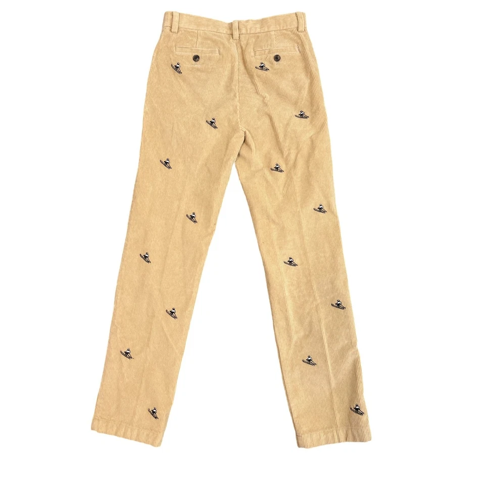 Brooks Brothers Niños Talla 14 Ancho Ballena Pana Pantalones Esquí Logo Beige Foto 2 de 4