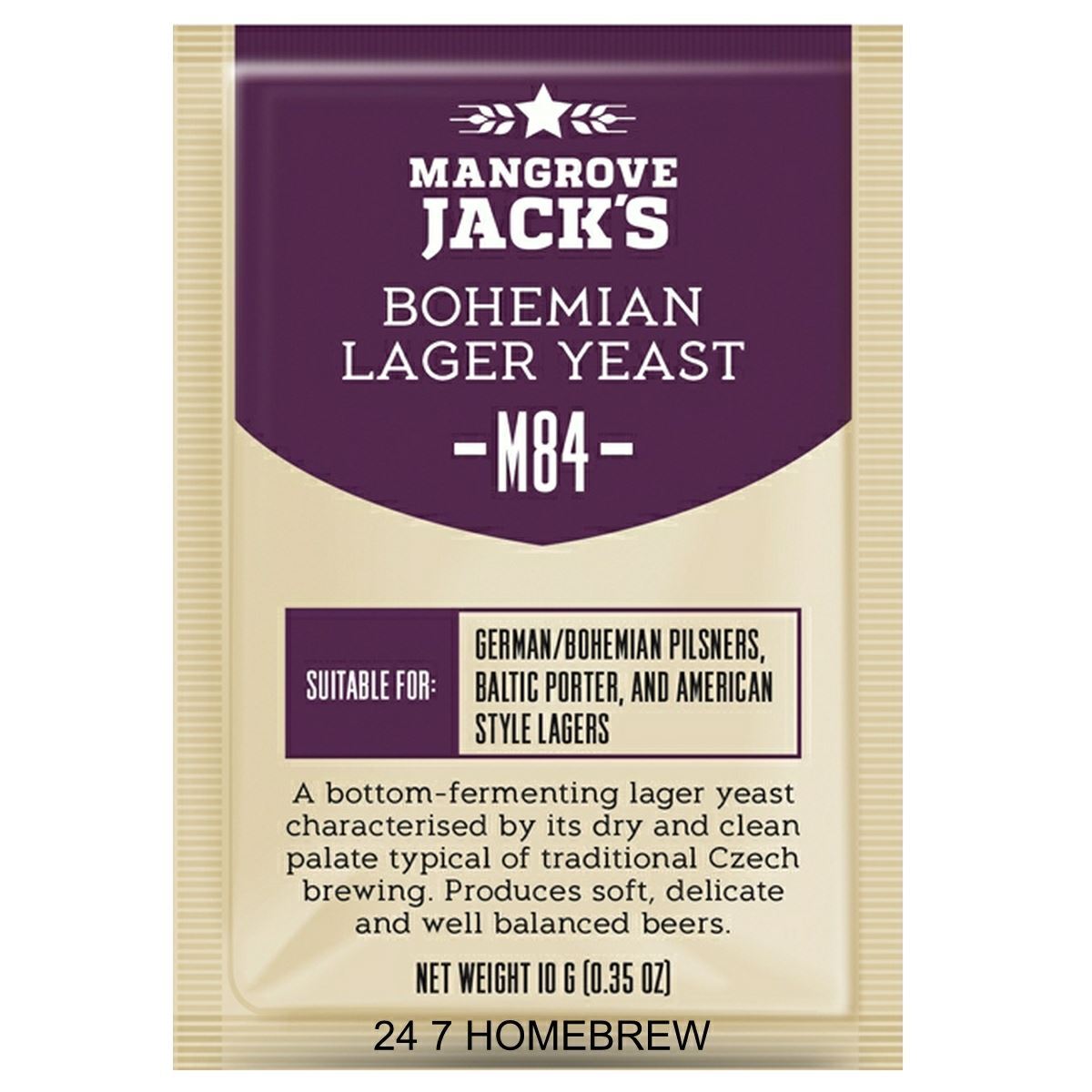 Mangrove Jack’s Yeast M84 Bohemian Lager Craft Series Yeast 10g treats 23L