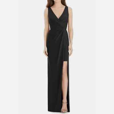 JENNY PACKHAM Black Stretch Crepe Pleated High Slit Column Gown NWT Size 12  | eBay