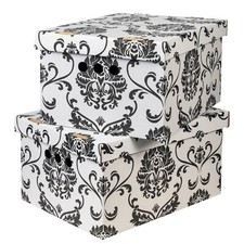 2pc Decorative Storage Boxes Home Office Box Organiser Large - Black Garden