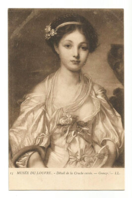 La Cruche Casee Greuze Painting Postcard The Louvre