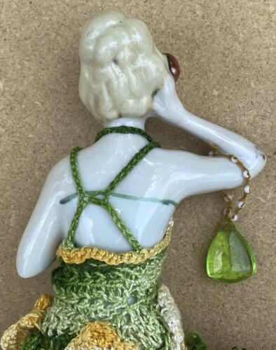 Crocheted Dress Vintage Germany Porcelain Lady Half Art Doll - Picture 4 of 19