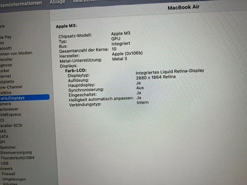 Apple MacBook Air M3 15 Zoll 2024 8 GB 256 GB Garantie OVP Mitternacht MRYU3D/A - Afbeelding 11 van 11