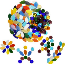 Mixed Color Petal Mosaic Tiles - Water Drop Stained Mosaic Glass Pieces with rou