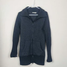 Smartwool Women's Merino Wool Full Zip Sweater Small Thick Chunky Knit Gray