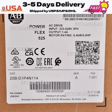New AB 25B-D1P4N114 Allen-Bradley PowerFlex 525 0.4kW 0.5Hp AC Drive US Free Tax