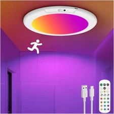Rechargeable Motion Sensor Ceiling Light with Remote, Wireless Battery Operated