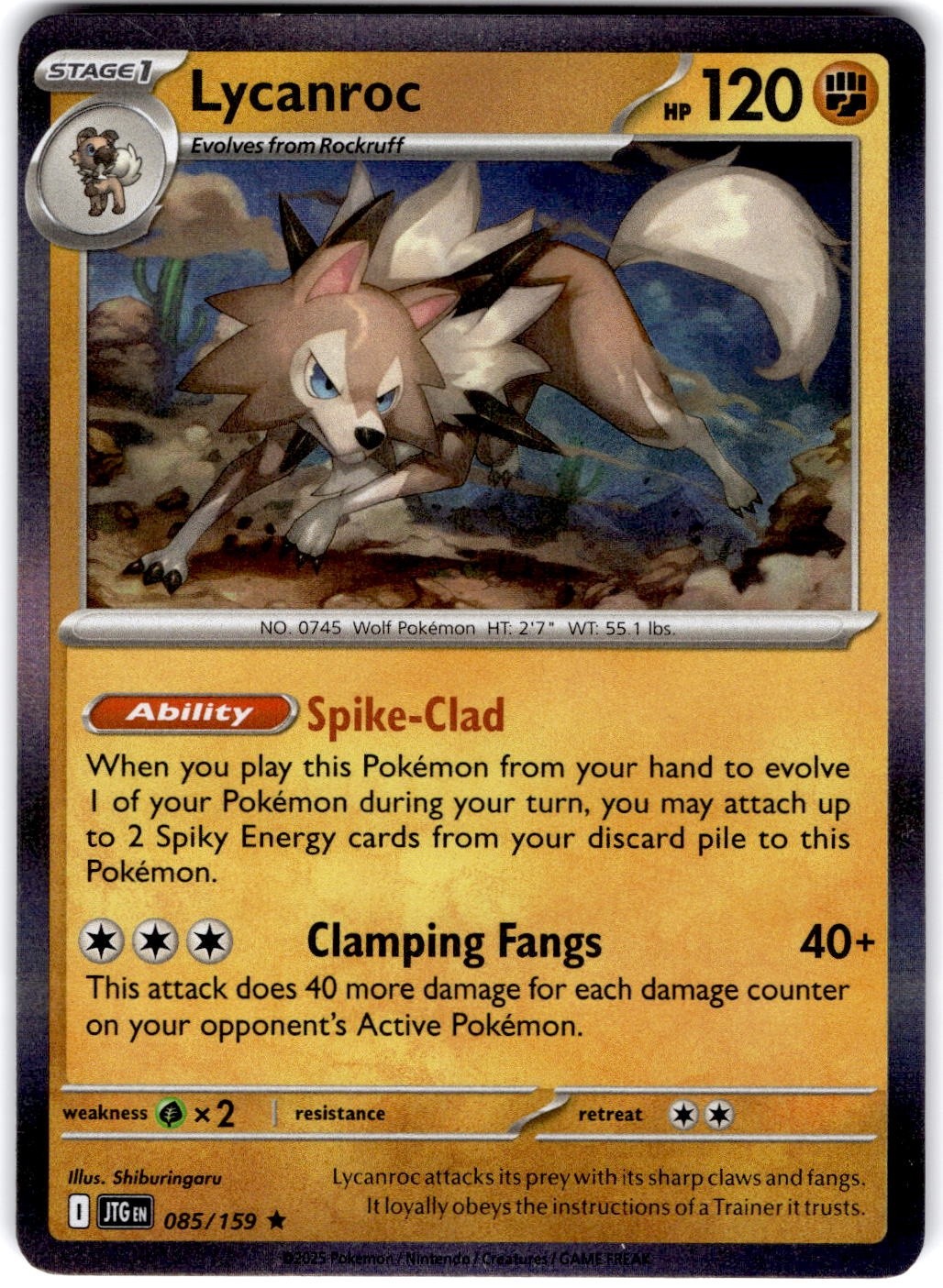 Pokemon Lycanroc Journey Together 85/159 Normal Holo Near Mint English