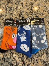 Disney Crew Socks Lot Of 3 NWT Size 9-13 Fozzie Bear, Mickey, Stitch, Free Ship