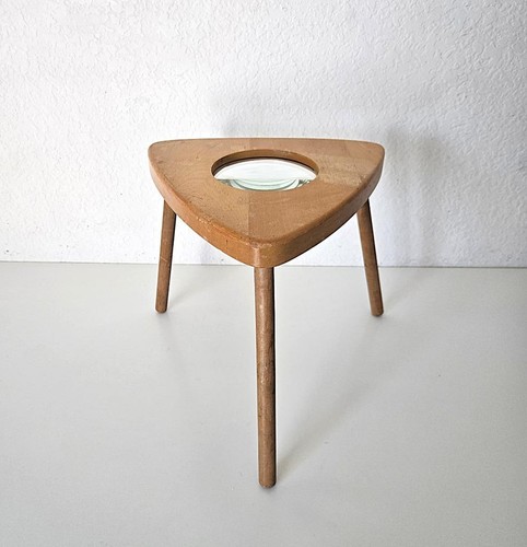 Vintage 1960s Creative Playthings Wooden Magnifying Glass 3-Leg Stool Toy