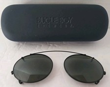 Bugle Boy Eyewear 50 ClipOn Sunglasses Oval Black Metal Frame Green Lens  Case