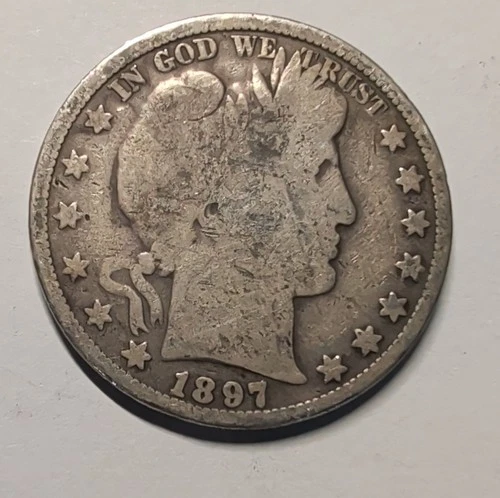 1897 Barber Half Dollar Silver Circulated United States Coin