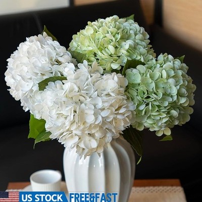 Realistic Artificial Hydrangeas Soft Latex Flower Bouquet Home Decoration DIY US