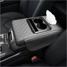 Center Console Armrest Cover For Most Vehicles Gray Waterproof Leather Cushion