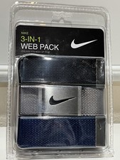 Nike 3-IN-1 Web Belt Pack Blue/Grey/Black Brand New One Size Trim To Fit Men  s