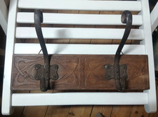 Antike Jugenstil Garderobe Wandgarderobe Paneel Jugendstilmotiv Echtholz um 1920