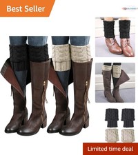 Cozy Winter Boot Socks - 6.7" Crochet Knitted Warm Cuffs for Women 2-Pack