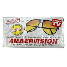 NEW/SEALED VTG AmberVision sun Glasses 80s Driving Aviator Frame As Seen On TV