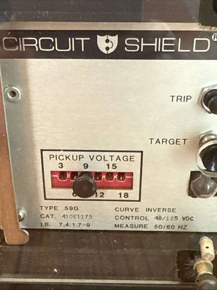 Relé de voltaje de tierra ABB Circuit Shield 59G 410E1175 - Usado, funcionando, 48/125VDC Foto 2 de 4