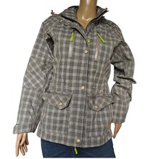 Ariat Plaid Softshell Field Jacket XS Gray Waterproof Zip Pockets Equestrian