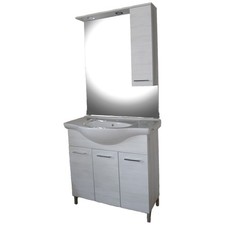 Mobile bagno rovere bianco 3 ante piedini regolabili specchio faretti led 85 cm