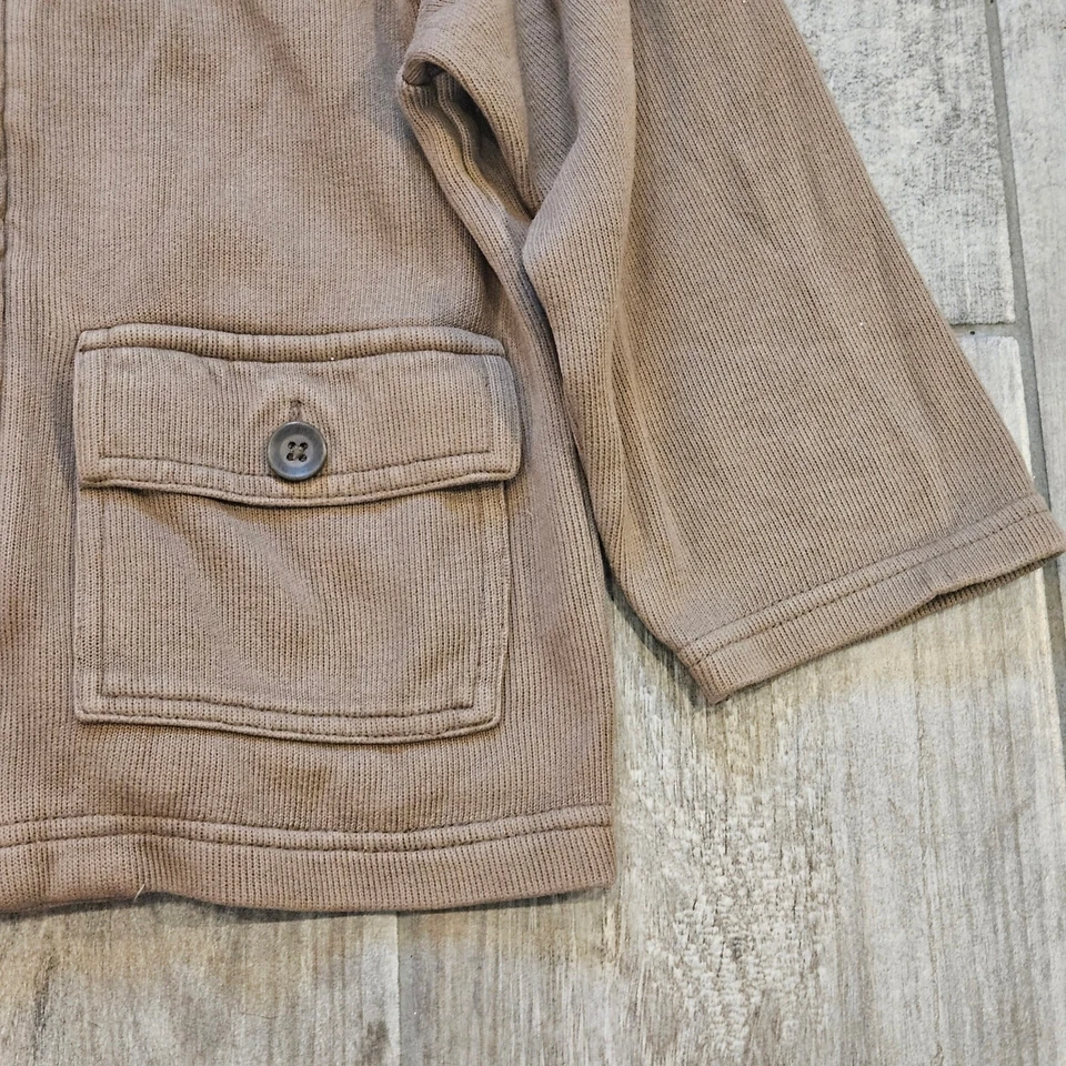 Janie and Jack Boys Utility Chore Jacket Brown Knit Size 3T Preppy Mock Neck Zip - Image 2 of 4