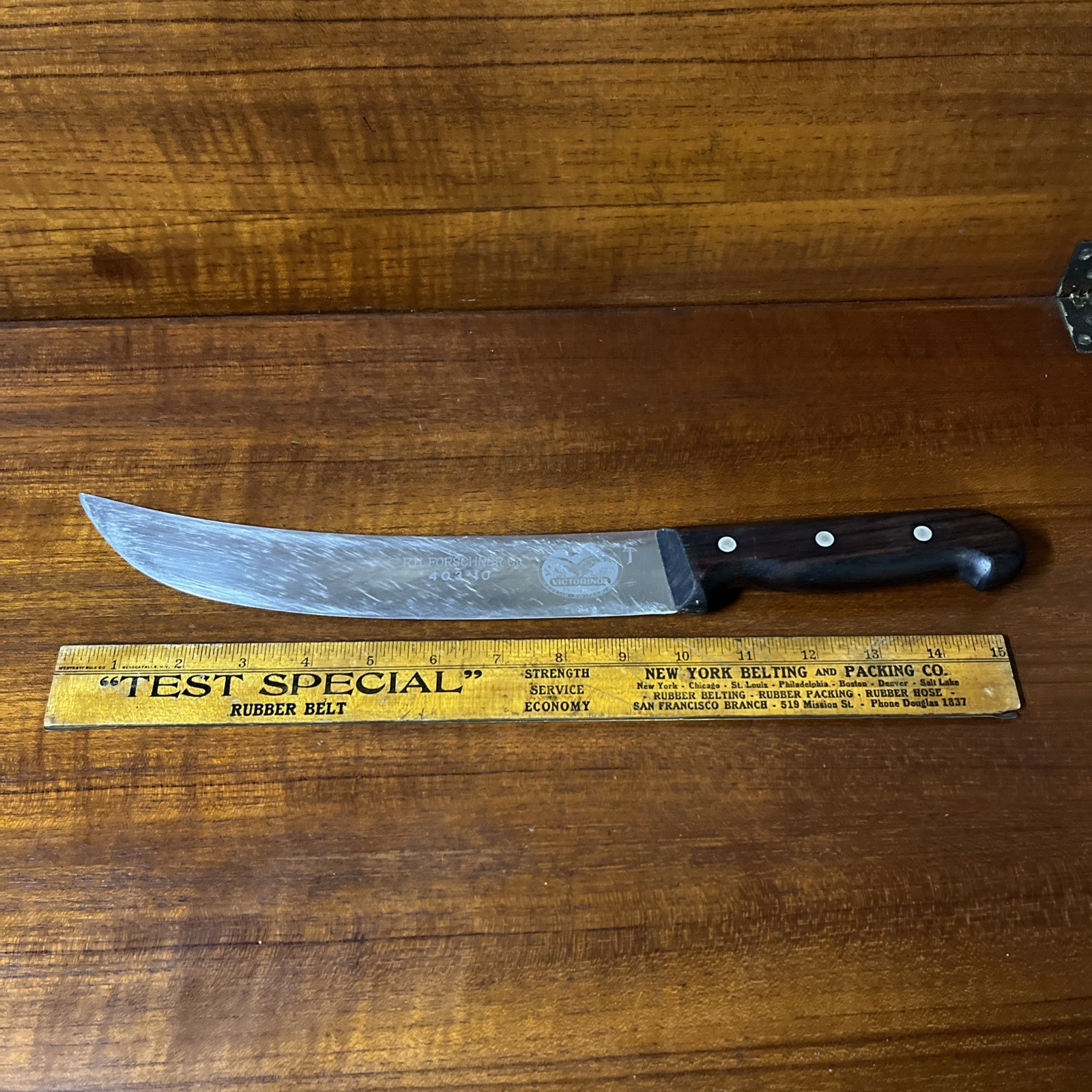 R. H. Forschner Co Victorinox 403-10 Curved Butcher Knife Switzerland Rosewood