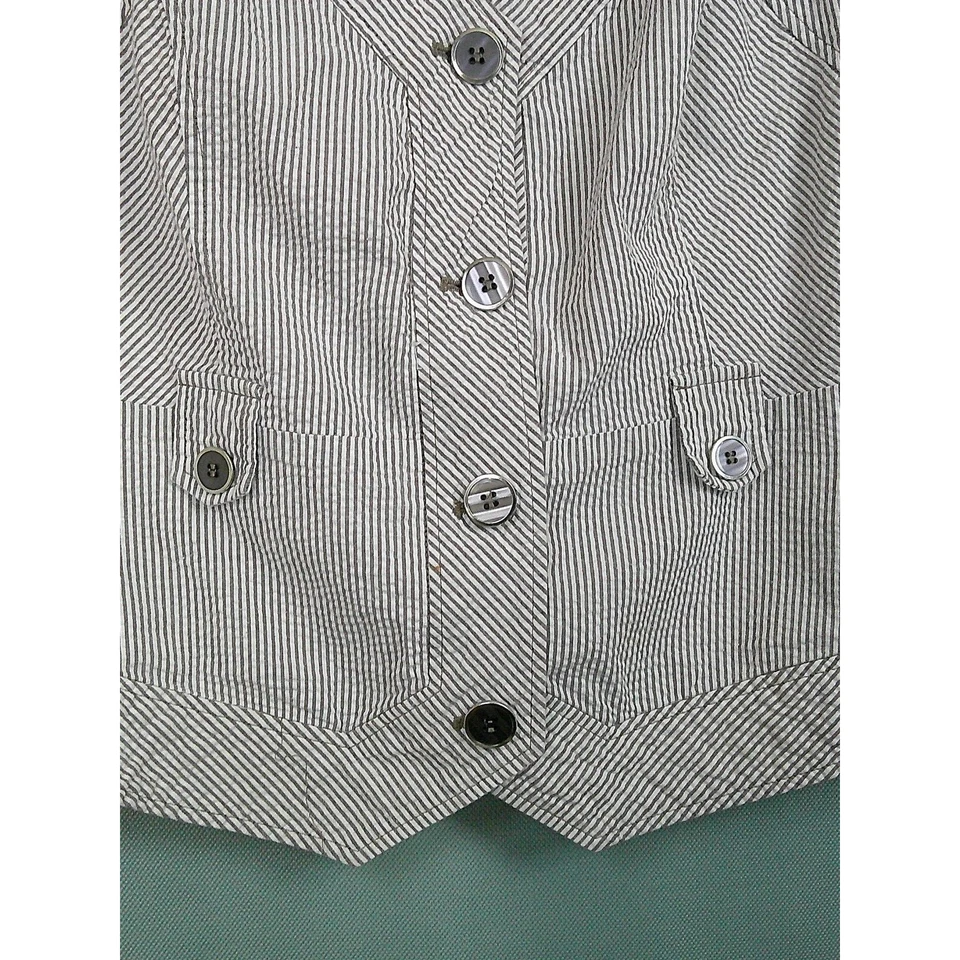 Chaleco forrado Linea Donna Essentials marrón/blanco a rayas 100 % algodón para mujer 1X Foto 3 de 4