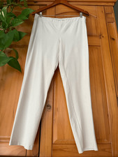 Eileen Fisher Cream Pull-On Straight Leg Pants Womens M Stretch Knit