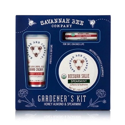 Savannah Bee Company Gardeners Kit Honey Almond Hand Cream Spearmint Salve Set