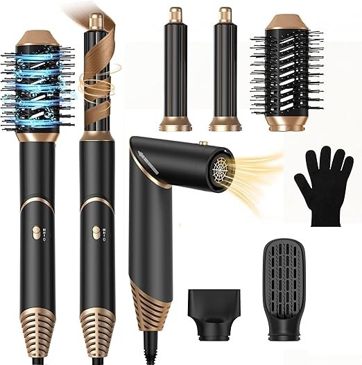 Phon Professionale 6 in 1 da 1000W: Set Spazzola Multifunzionale per Capelli