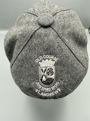 St. Andrew's Old Course Wool Tam O'Shanter Gray Golf Cap Dum Spiro Spero Crest