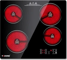 24 Inch Electric Cooktop - 4 Burner Sensor Touch Stovetop with 9 Heating Levels,