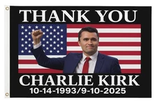 Charlie Kirk Tribute Flag, Patriotic Memorial Tapestry, 3x5 FT Polyester Banner