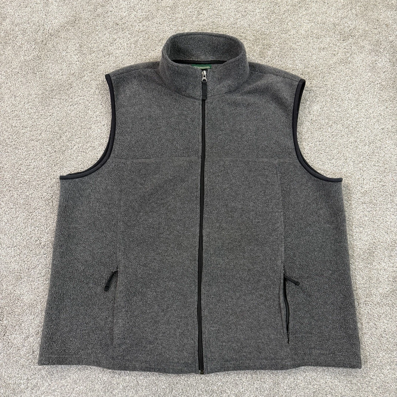 LL Bean Fleece Vest Gray XL Tall Full Zip Outdoor Layering Hiking Camping
