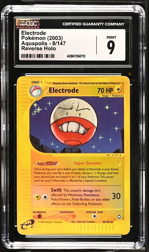 CGC 9 MINT Electrode 8/147 Reverse Holo 2003 Pokemon Aquapolis Pop 19