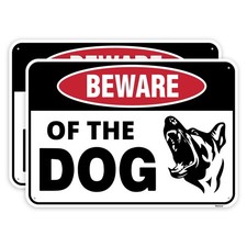 2 Pcs 10x7 Inch Aluminum Beware of Dog Signs for Outdoor Fence Door Gate