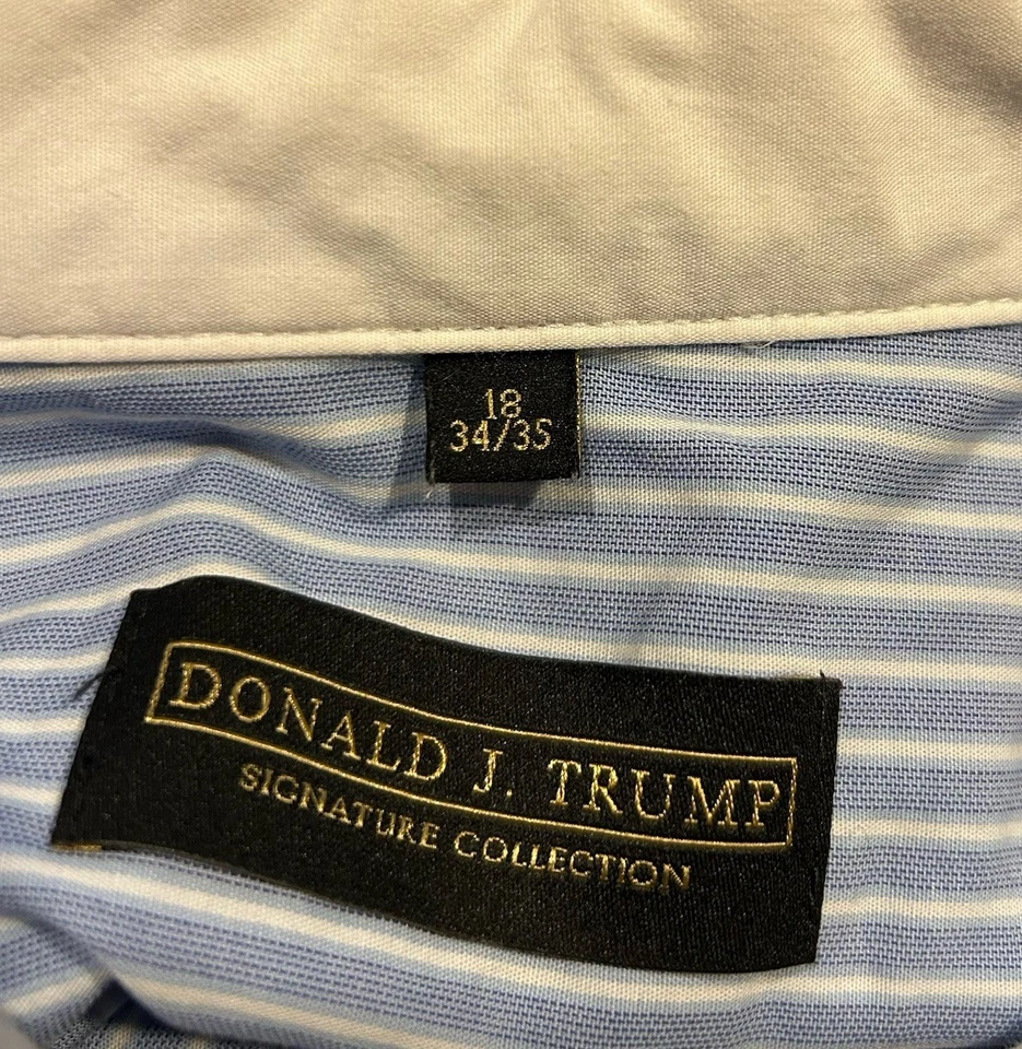 Camisa de hombre Donald J Trump Signature Collection puño francés a rayas 18 34/35 Foto 4 de 4