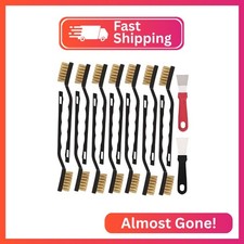 Jikvmis 48 Pcs Mini Brass Brush Set, Brass Scratch Brush with Curved Handle