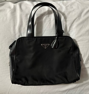 Vintage 90s Prada Black Nylon Top Handle Bag With Keys | eBay