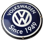 Vintage Volkswagen Sign - Porcelain VW Automobile Dealership Sales Gas Pump Sign