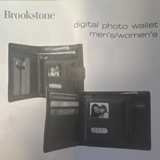 Brookstone Digital Photo Wallet Black USB Clock Calendar Men's/Women's