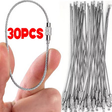 Metal Keychain Tag Loop Stainless Steel Wire Cable Screw Lock Ring